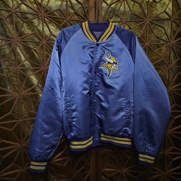 80s Chalkline Satin Jacket Minnesota Vikings XL - Picture 1 of 5